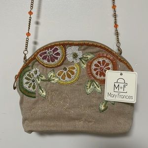 Mary Frances Citrus Print Beaded Crossbody